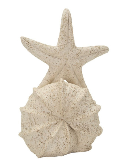 Décoration à poser bord de mer Étoile & Coquillage H 21 cm Résine Beige Marina 