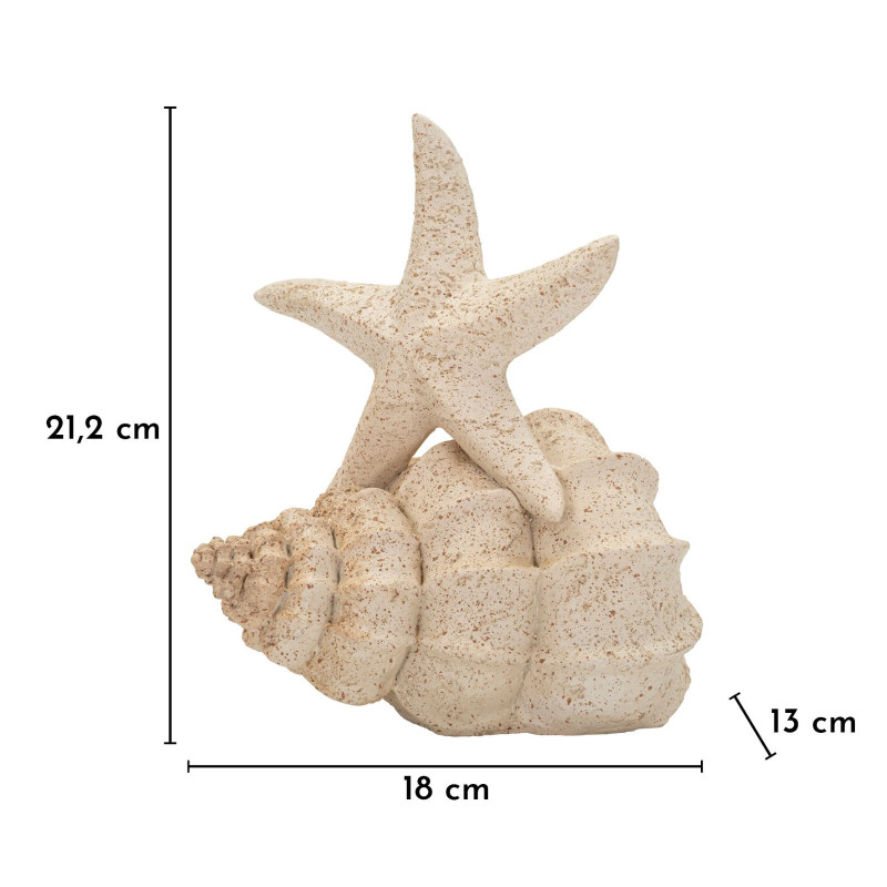 Décoration à poser bord de mer Étoile & Coquillage H 21 cm Résine Beige Marina 