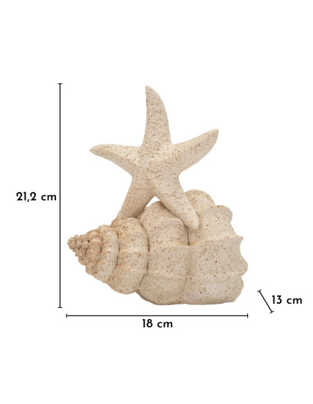 Décoration à poser bord de mer Étoile & Coquillage H 21 cm Résine Beige Marina 