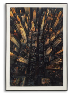 Grande Toile murale imprimée style urbain Cadre noir 72x102 Finition laquée New York A 
