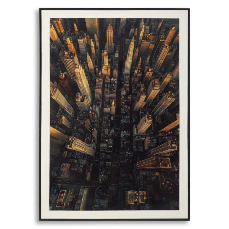 Grande Toile murale imprimée style urbain Cadre noir 72x102 Finition laquée New York A 