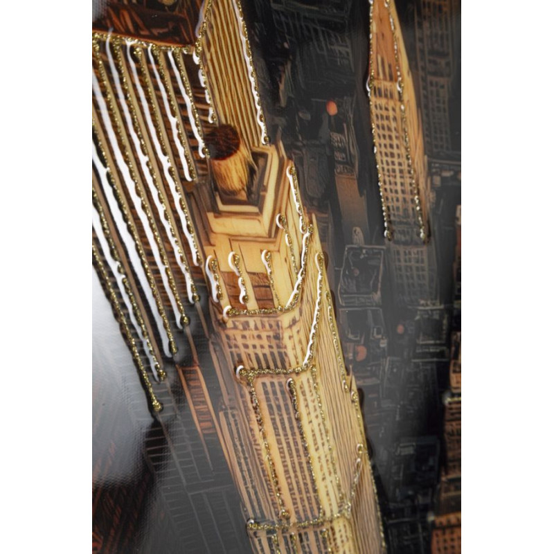 Grande Toile murale imprimée style urbain Cadre noir 72x102 Finition laquée New York A 