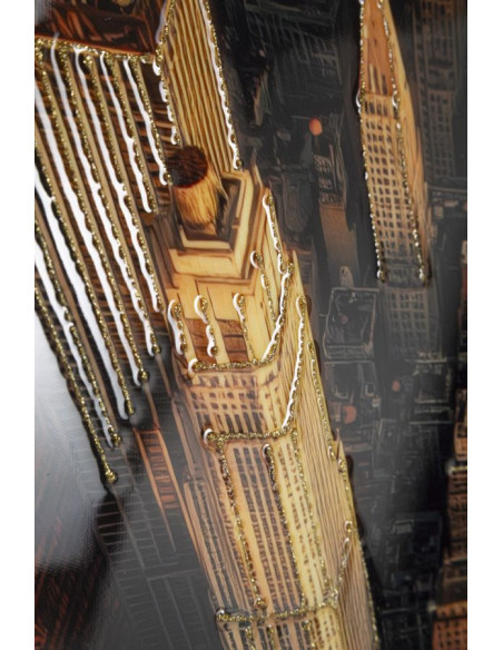 Grande Toile murale imprimée style urbain Cadre noir 72x102 Finition laquée New York A 