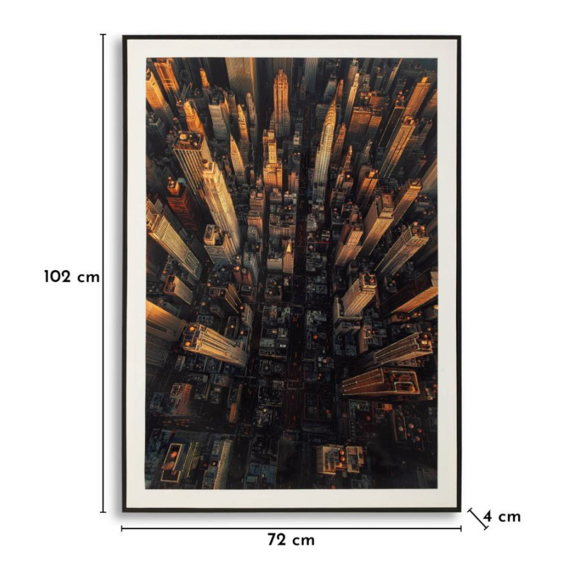 Grande Toile murale imprimée style urbain Cadre noir 72x102 Finition laquée New York A 