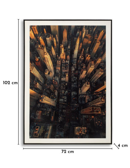 Grande Toile murale imprimée style urbain Cadre noir 72x102 Finition laquée New York A 