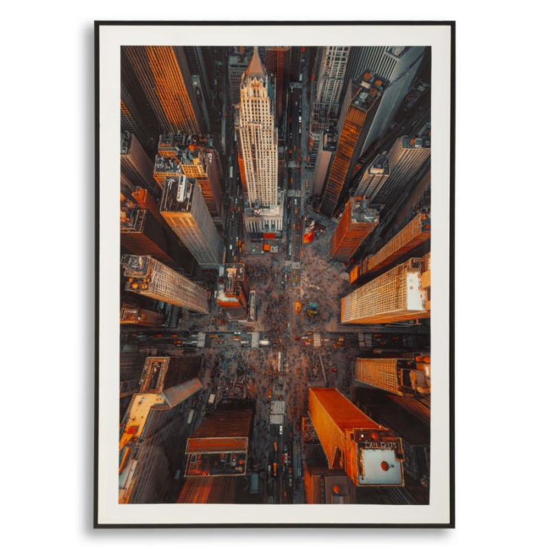 Grande Toile murale imprimée style urbain Cadre noir 72x102 Finition laquée New York B 