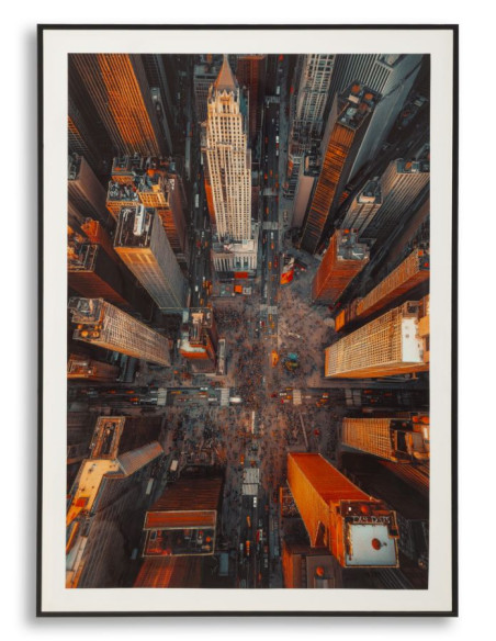 Grande Toile murale imprimée style urbain Cadre noir 72x102 Finition laquée New York B 