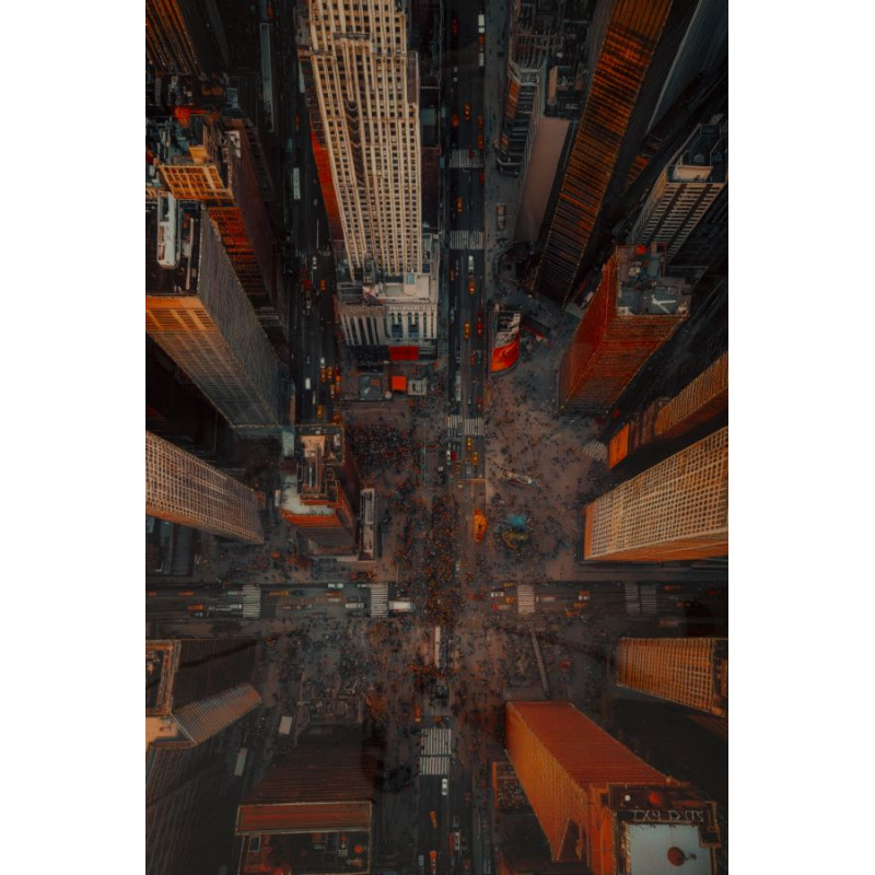 Grande Toile murale imprimée style urbain Cadre noir 72x102 Finition laquée New York B 