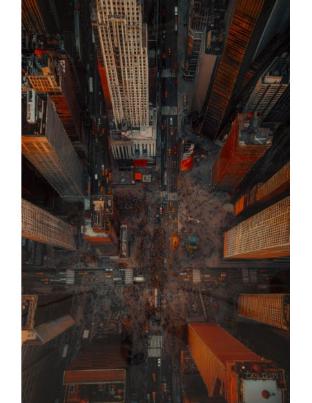 Grande Toile murale imprimée style urbain Cadre noir 72x102 Finition laquée New York B 