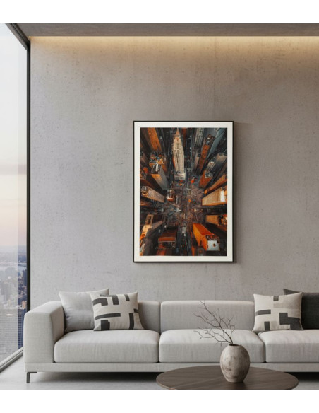 Grande Toile murale imprimée style urbain Cadre noir 72x102 Finition laquée New York B 