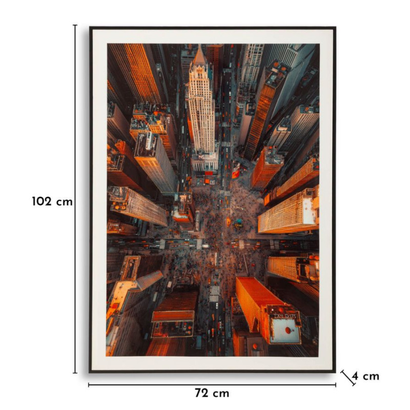 Grande Toile murale imprimée style urbain Cadre noir 72x102 Finition laquée New York B 