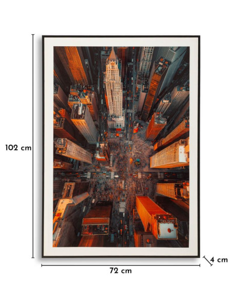 Grande Toile murale imprimée style urbain Cadre noir 72x102 Finition laquée New York B 