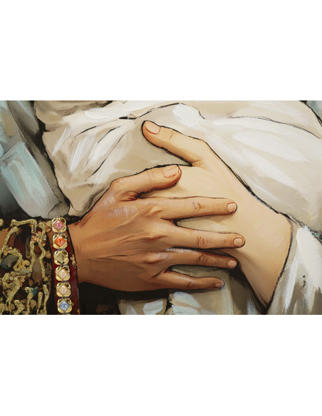 Grand Toile murale peinte religieuse nativité Cadre doré 122x82 Finition laquée Nativita 