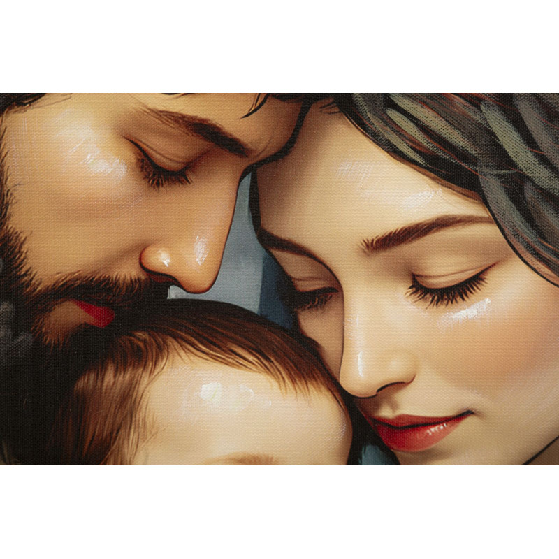 Grand Toile murale peinte religieuse nativité Cadre doré 122x82 Finition laquée Nativita 