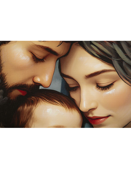 Grand Toile murale peinte religieuse nativité Cadre doré 122x82 Finition laquée Nativita 