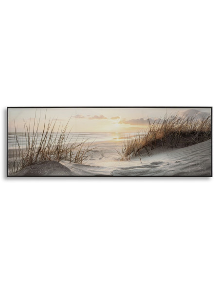 Grande Toile murale peinte Plage Cadre noir 152x52 Finition laquée Beach 