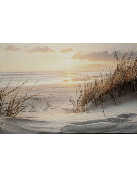 Grande Toile murale peinte Plage Cadre noir 152x52 Finition laquée Beach 