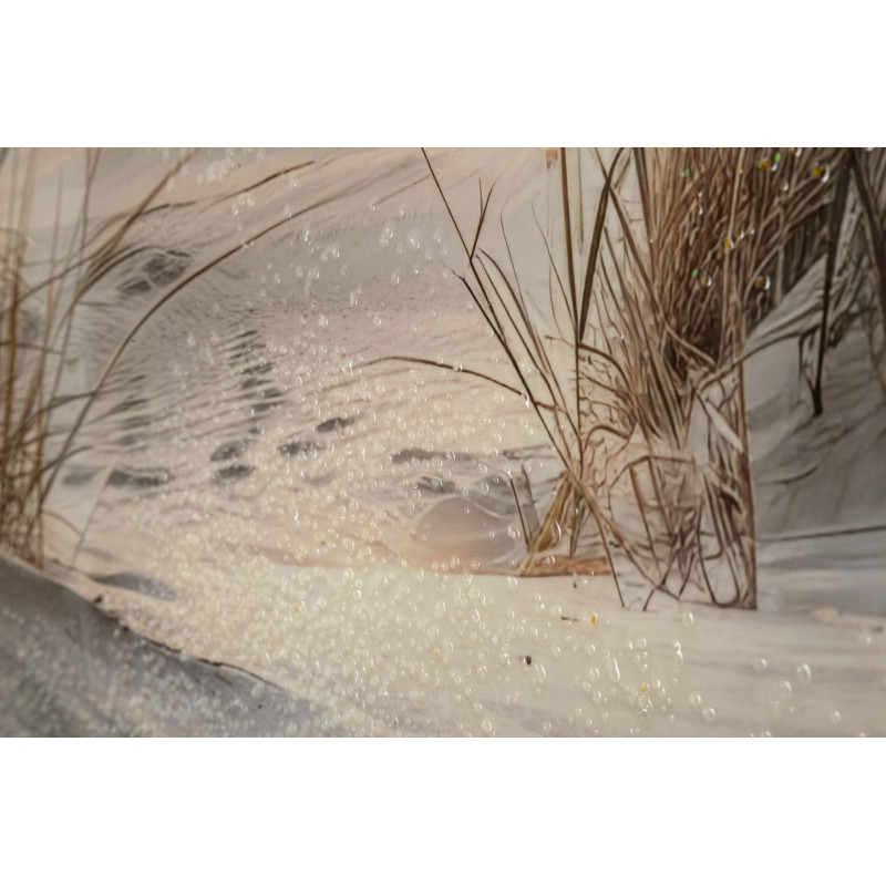 Grande Toile murale peinte Plage Cadre noir 152x52 Finition laquée Beach 