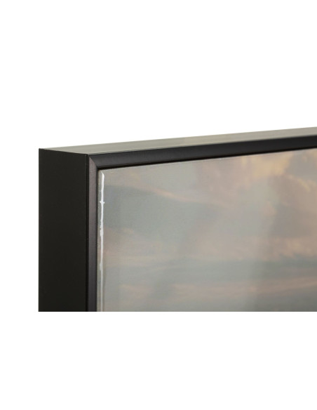 Grande Toile murale peinte bord de mer Cadre noir 152x52 Finition laquée Beach 