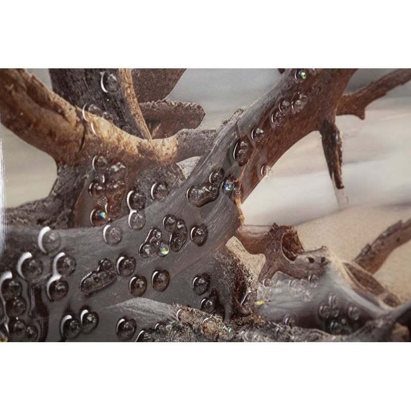 Grande Toile murale peinte bord de mer Cadre noir 152x52 Finition laquée Beach 