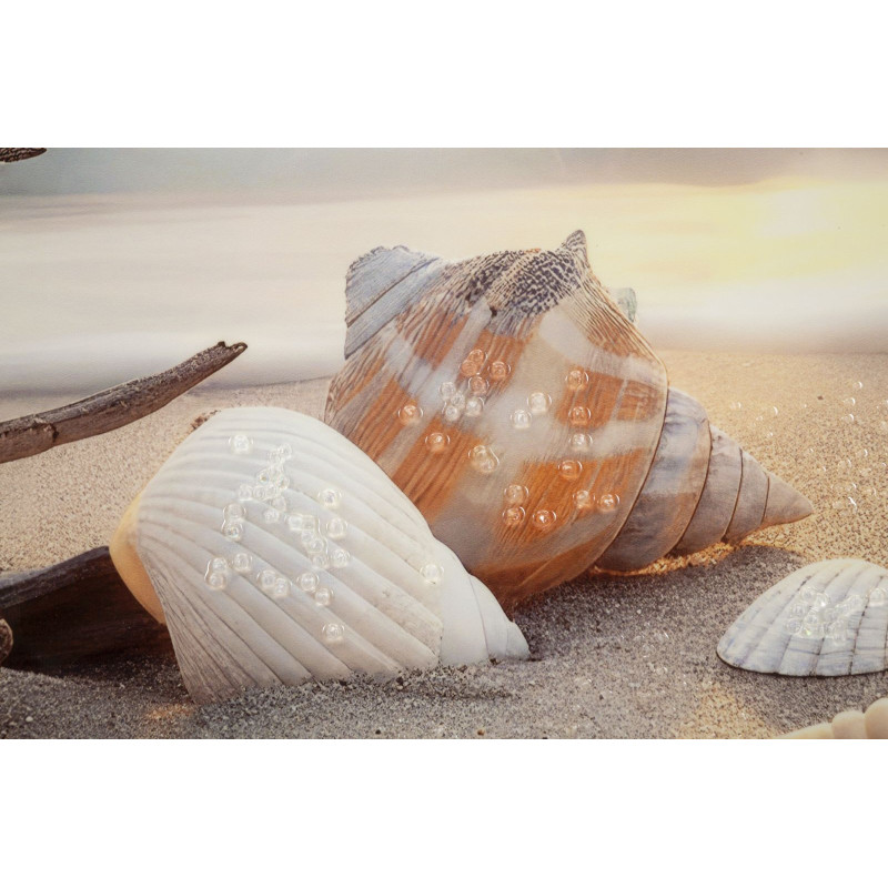 Grande Toile murale peinte bord de mer Cadre noir 152x52 Finition laquée Beach 