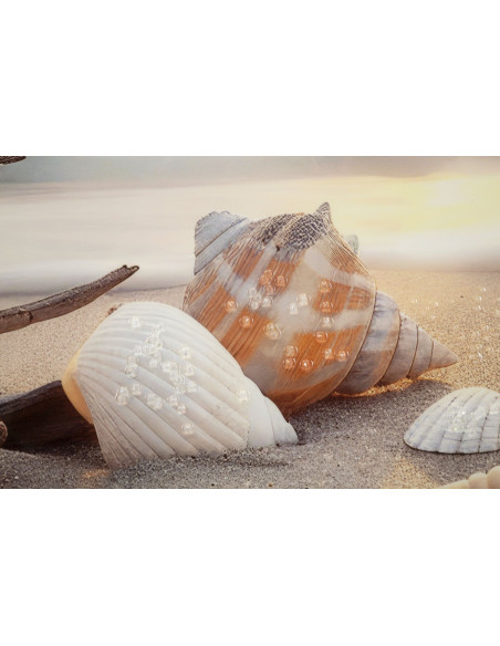 Grande Toile murale peinte bord de mer Cadre noir 152x52 Finition laquée Beach 