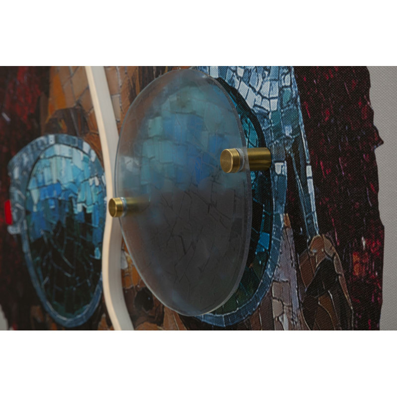 Toile murale lumineuse LED Femme avec lunettes Cadre noir 60x90 Finition 3D Afro 