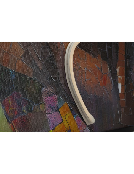 Toile murale lumineuse LED Femme avec lunettes Cadre noir 60x90 Finition 3D Afro 