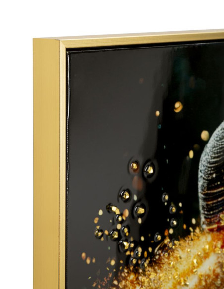 Toile murale Femme glamour avec strass Cadre doré 62x92 Finition laquée Illumy A 