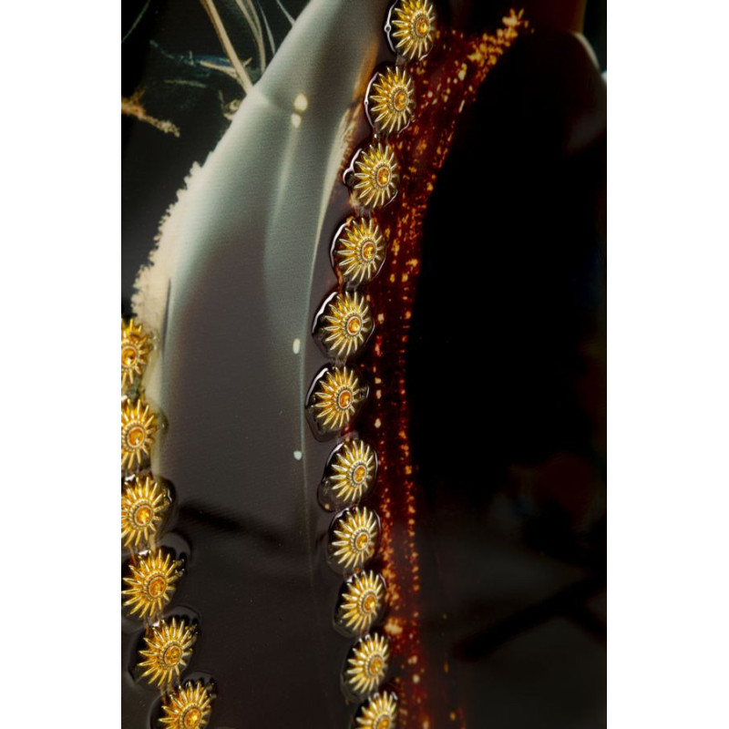 Toile murale Femme glamour avec strass Cadre doré 62x92 Finition laquée Illumy A 