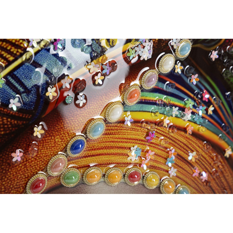 Grande Toile murale Femme africaine avec strass Cadre noir 60x120 Finition laquée Maya 