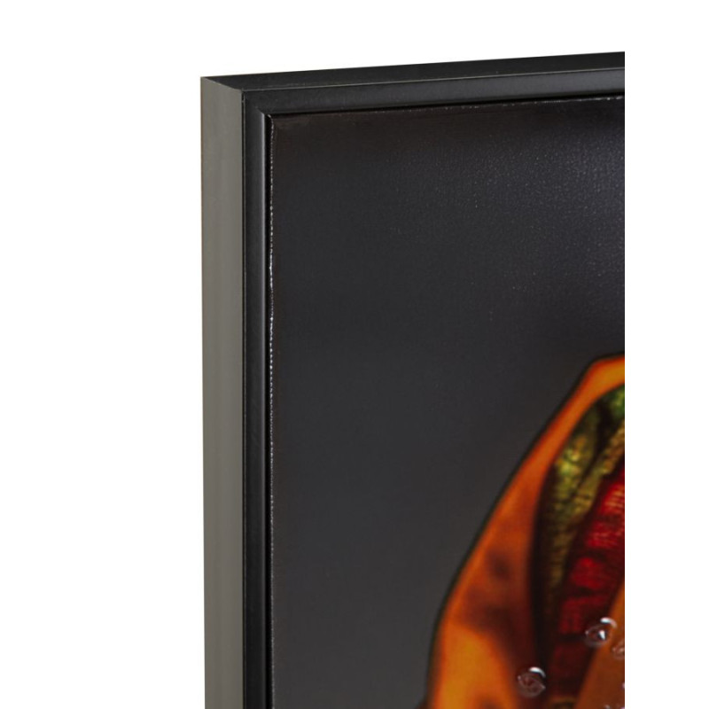 Grande Toile murale Femme africaine avec strass Cadre noir 60x120 Finition laquée Maya 