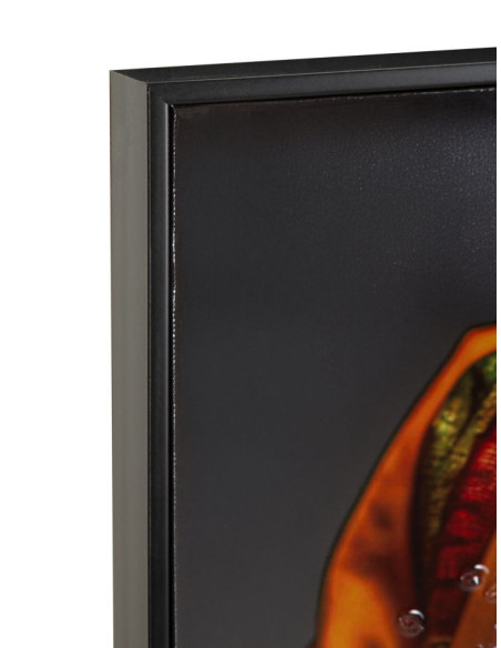 Grande Toile murale Femme africaine avec strass Cadre noir 60x120 Finition laquée Maya 