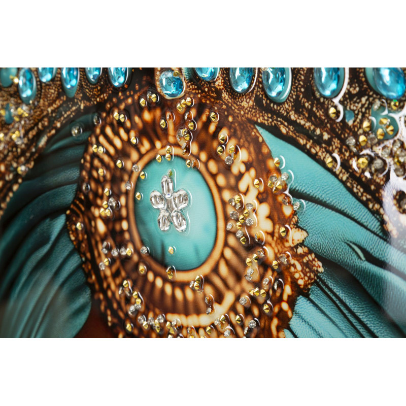 Grande Toile murale Femme africaine avec strass Cadre noir 50x100 Finition laquée Maya 