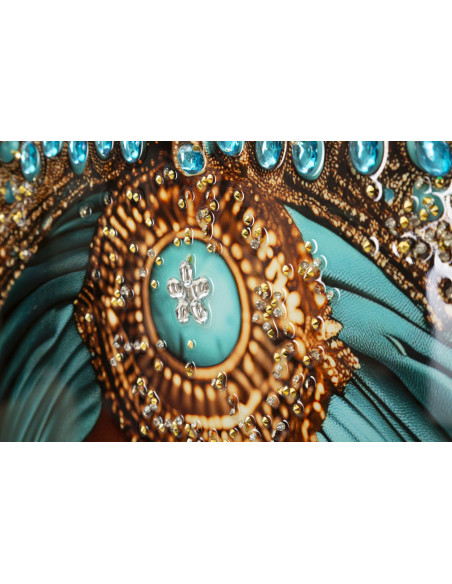 Grande Toile murale Femme africaine avec strass Cadre noir 50x100 Finition laquée Maya 