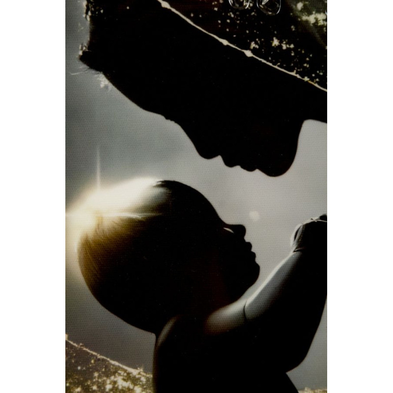 Toile murale style spirituel Femme & Enfant avec strass Cadre doré 60x90 Finition laquée Maternity A 