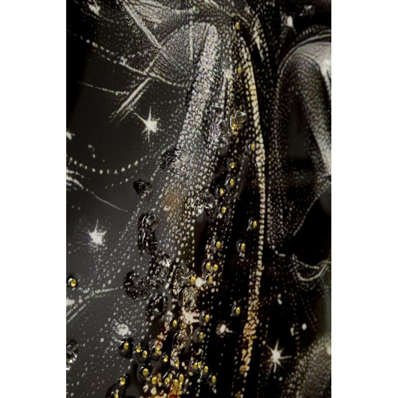 Toile murale style spirituel Femme & Enfant avec strass Cadre doré 60x90 Finition laquée Maternity B 