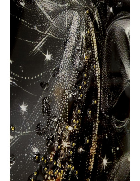 Toile murale style spirituel Femme & Enfant avec strass Cadre doré 60x90 Finition laquée Maternity B 