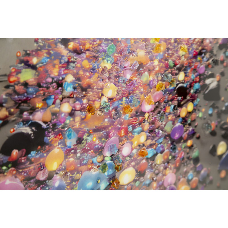 Toile murale Plage nocturne avec strass Cadre doré 60x90 Finition laquée Colors A 