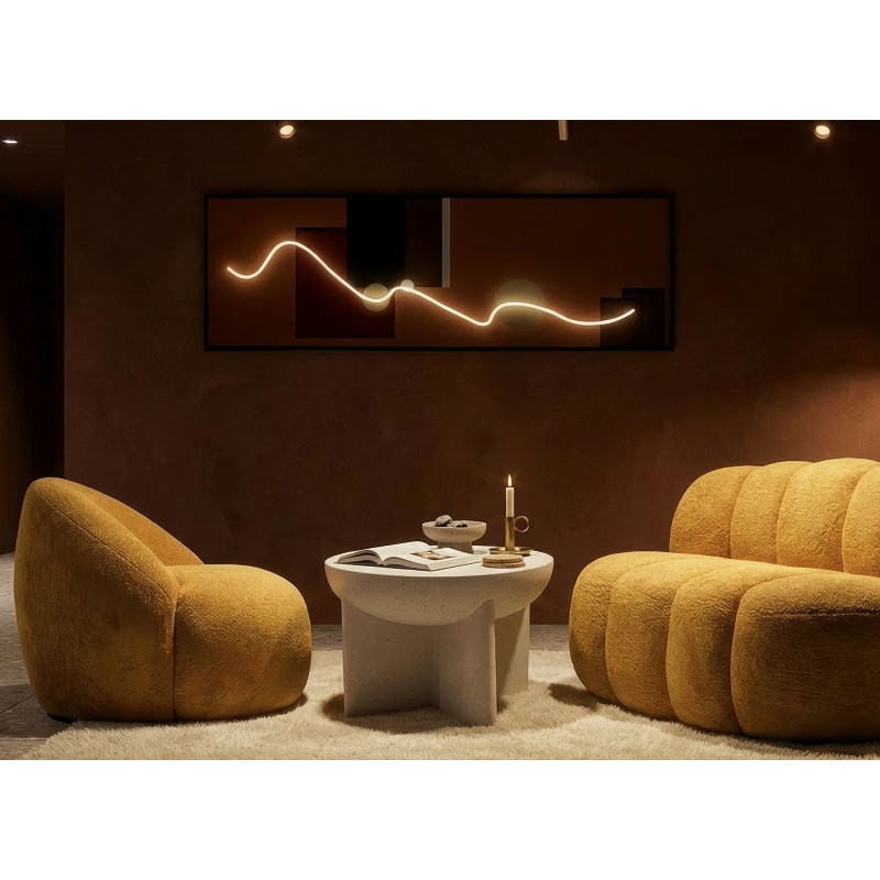 Grande Toile murale lumineuse LED abstraite graphique Cadre noir 150x50 Abstract 