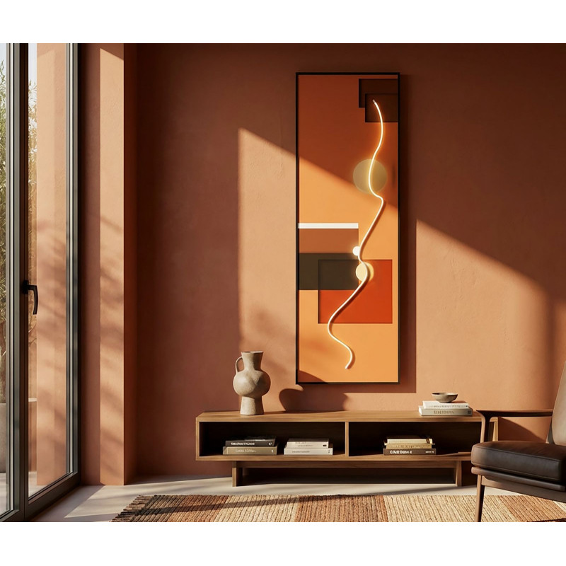 Grande Toile murale lumineuse LED abstraite graphique Cadre noir 150x50 Abstract 