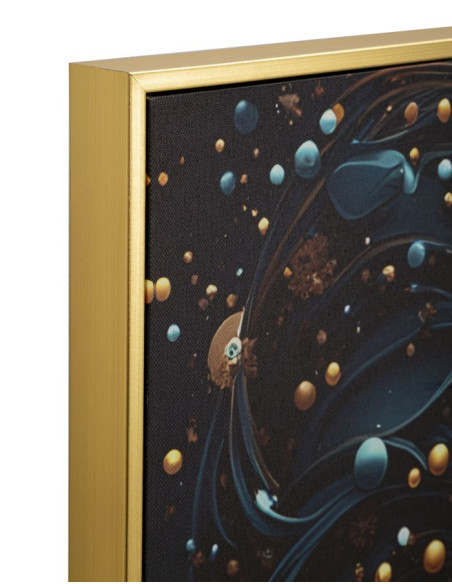 Toile murale lumineuse LED Femme africaine Cadre doré 60x90 Finition laquée Minerva A 