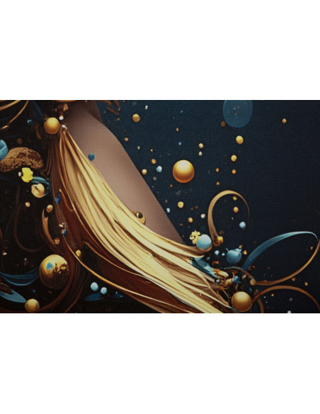 Toile murale lumineuse LED Femme africaine Cadre doré 60x90 Finition laquée Minerva A 