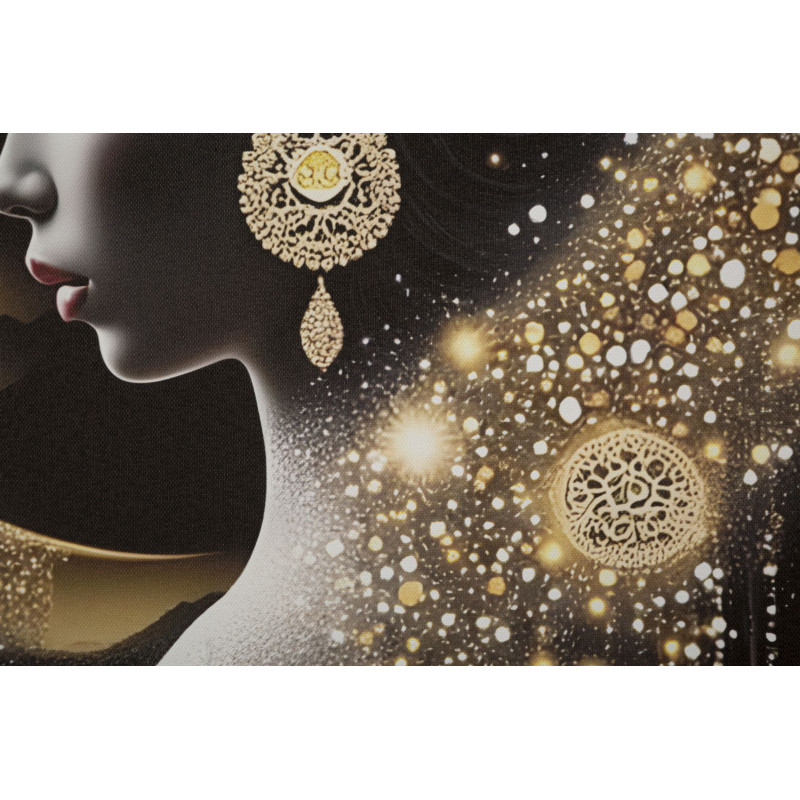 Toile murale lumineuse LED Femme mystique Cadre doré 60x90 Finition laquée Inda 