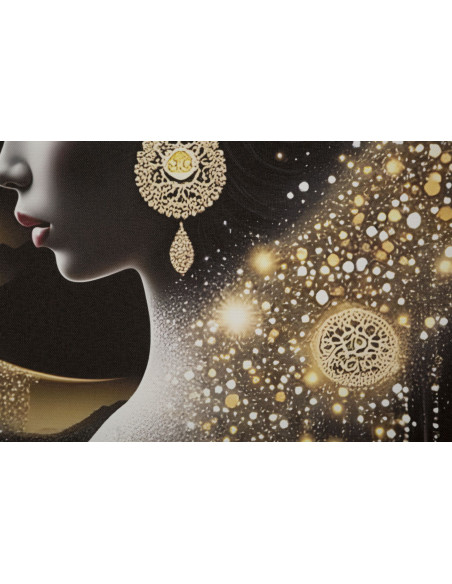 Toile murale lumineuse LED Femme mystique Cadre doré 60x90 Finition laquée Inda 