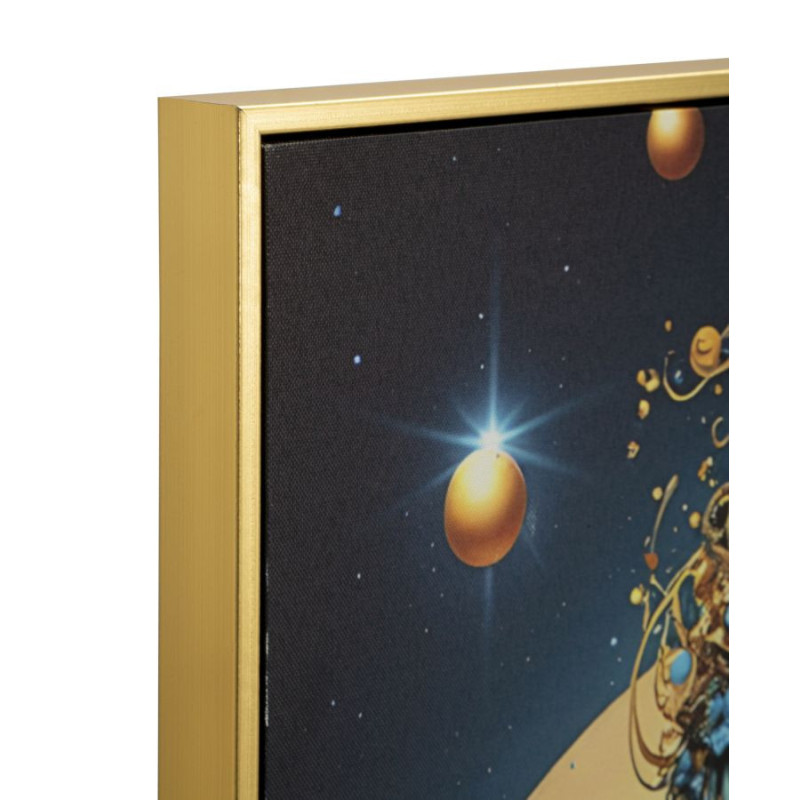 Toile murale lumineuse LED Femme africaine Cadre doré 60x90 Finition laquée Minerva B 