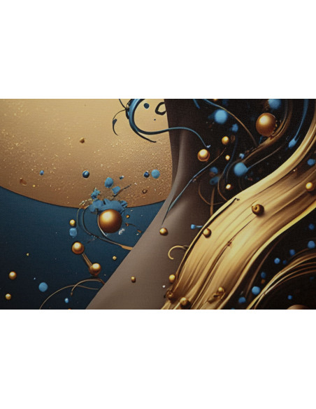 Toile murale lumineuse LED Femme africaine Cadre doré 60x90 Finition laquée Minerva B 