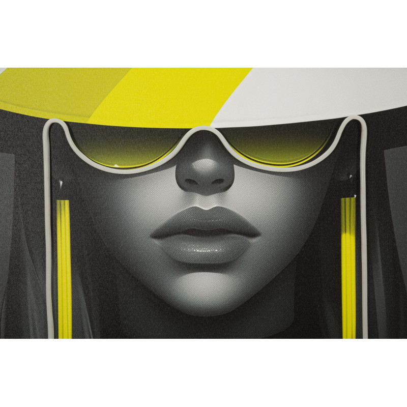 Grande Toile murale lumineuse LED Pop art Femme chic Cadre noir 80x120 Margot 