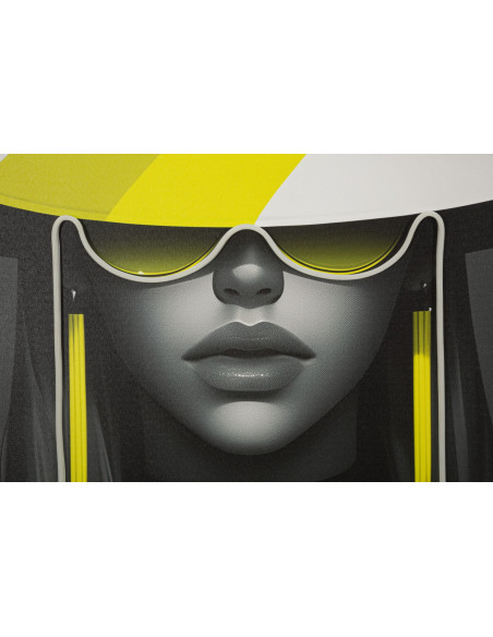 Grande Toile murale lumineuse LED Pop art Femme chic Cadre noir 80x120 Margot 