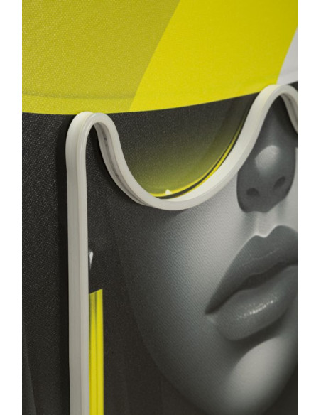 Grande Toile murale lumineuse LED Pop art Femme chic Cadre noir 80x120 Margot 